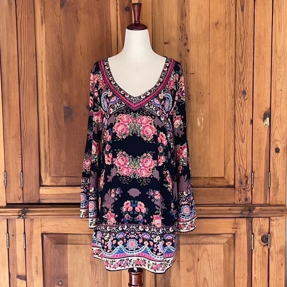Flying Tomato Pinks & Blue Boho Mini Dress Sz. S